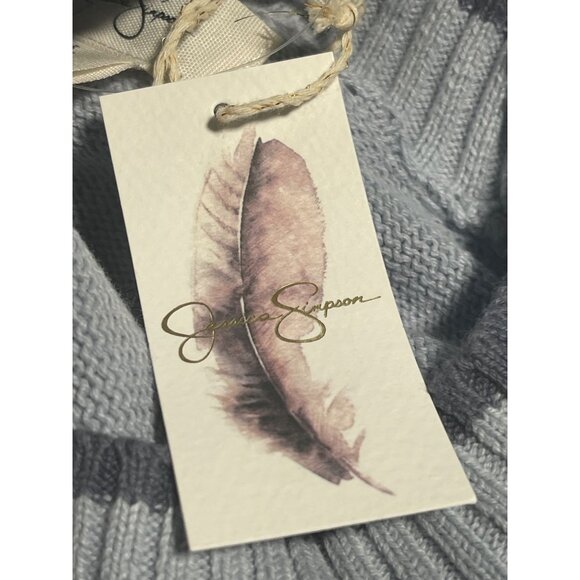 Jessica Simpson Cropped Knit Sweater Womens Size Small Sunday Funday Light Blue - Picture 7 of 7